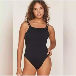 Andie the rockaway one piece black double strap S